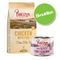 Pack bi-nutrition Purizon Croquettes 400 g + Boîtes 6 x 200 g pour chat 400 g poulet, poisson + 6 x 200 g filet de poulet, saumon