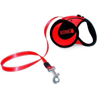 KONG Ultimate автоматичен повод, червен - XL: до 70 кг, дължина около 5 м
