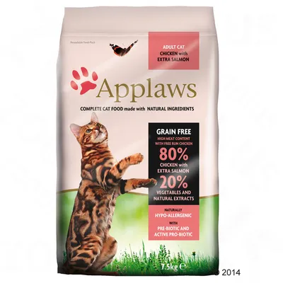 Applaws Adult Cat Chicken with Extra Salmon, getreidefrei, 80% Huhn mit Lachs, 20% Gemüse und Extrakte, hypoallergen, mit Prä- und Probiotika, 7,5 kg