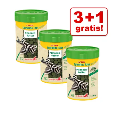 Sera Spirulina Tabs Nature Pflanzenfutter, Netto 60g. Angebot: 3+1 gratis.