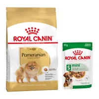 Royal Canin Breed Dry Dog Food + Royal Canin Wet Dog Food - 15% Off! * - Pomeranian Adult (3kg) + Mini Adult in Gravy (12 x 85g)