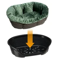 Ferplast Siesta Deluxe kutyakosár + Sofá zöld bársony ágybetét szettben - 3-as szett: 10-es méretű kosár + ágybetét + lábak