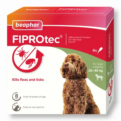 beaphar FIPROtec® Flea & Tick Spot-on For Dogs - L (20-40kg) - 4 pipettes