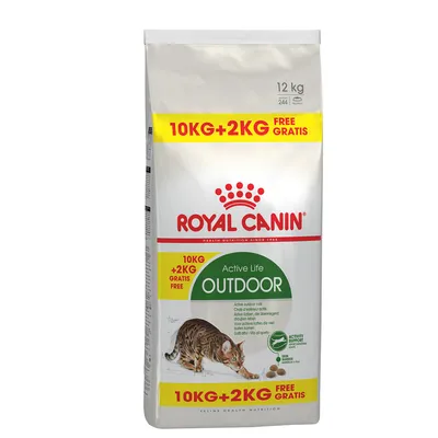 Royal Canin Active Life Outdoor cibo per gatti, confezione da 12 kg con 10 kg + 2 kg gratis. Per gatti attivi, supporta attività e vitalità.