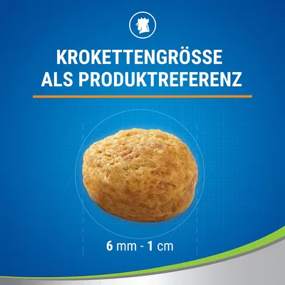 Kroketták mérete termékreferenciaként: 6 mm - 1 cm.
