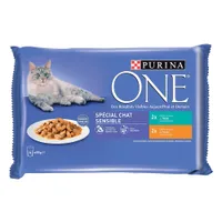 Lot PURINA ONE 24 x 85 g pour chat - Chat Sensible - poulet, thon