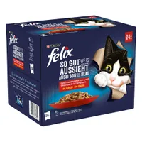 Felix ”La fel de bun pe cât arată” Pliculețe 48 x 85 g - Pui, miel, vită, iepure