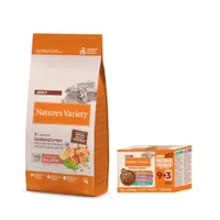 Croquettes Nature's Variety Adult 7 kg + Bouchées en sauce 12 x 85 g offerts ! - No Grain saumon de Norvège