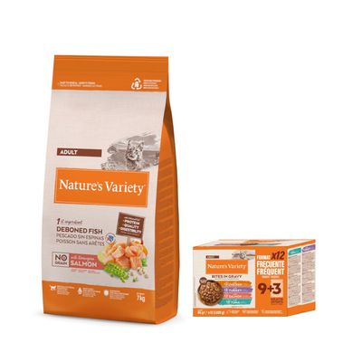 Nature's Variety 7 kg pienso + Bites en salsa 12 x 85 g ¡gratis! No Grain Adult salmón de Noruega (7 kg) + Bites en salsa (12 x 85 g)