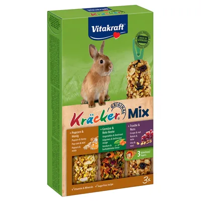 Vitakraft cracker Conigli nani - Trio Mix - 1 x 3 pz Trio Mix popcorn, verdure, uva