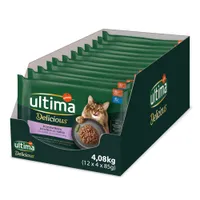 38 + 10 Δωρεάν! 48 x 85 g Ultima Cat Sterilized - Βοδινό & Τόνος
