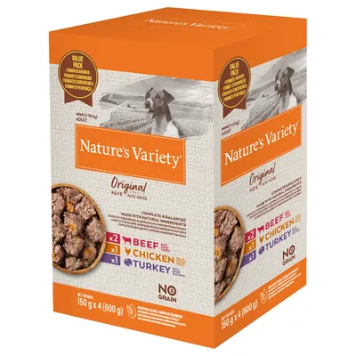 6+2 ingyen! 8 x 300 g / 8 x 150 g Nature's Variety Original Paté No Grain - Mini mix: marha, csirke, pulyka (8 x 150 g)