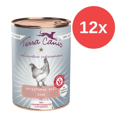 Terra Canis Intestinal Diät Huhn, 100% Lebensmittelqualität, empfohlen von Tierärzten. Packung mit 12 Dosen. Terra Canis Intestinal Diät Huhn, 100% Lebensmittelqualität, empfohlen von Tierärzten. Packung mit 12 Dosen.