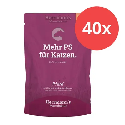 Herrmann's Manufaktur aliment pour chats, variété cheval avec carotte et flocons de coco, taille du paquet : 40x. Herrmann's Manufaktur aliment pour chats, variété cheval avec carotte et flocons de coco, taille du paquet : 40x.