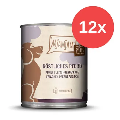 MjAMjAM Pur Köstliches Pferd, purer Fleischgenuss aus frischem Pferdefleisch, getreidefrei, 12x Dose.