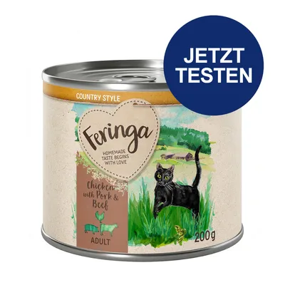 Feringa Country Style Adult Katzenfutter, Geschmacksrichtung Huhn mit Schwein und Rind, 200g. Jetzt testen. Feringa Country Style Adult Katzenfutter, Geschmacksrichtung Huhn mit Schwein und Rind, 200g. Jetzt testen.