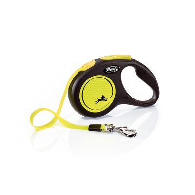 flexi New Neon szalagpóráz, S-M-L, sárga, 5 m S méret (max. 15 kg)