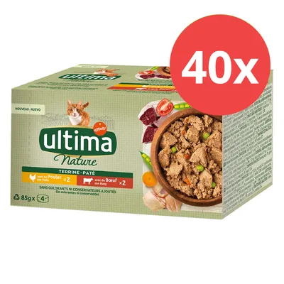Ultima Nature Terrine Paté, 40x85g, z kurczakiem i wołowiną, bez dodatku barwników ani konserwantów.
