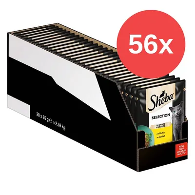 Sheba Selection in Sauce avec poulet, 56 sachets de 85g, poids total 2,38kg.
