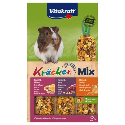 Vitakraft Cavy Kräcker Trio-Mix  1 x 3 kpl, hunaja, viinirypäle, hedelmät