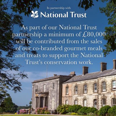 A minimum of £80,000 from sales of co-branded gourmet meals and treats will support National Trust conservation work as part of a partnership.