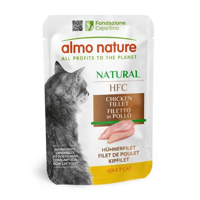 Икономична опаковка Almo Nature HFC Natural в паучове 24 x 55 г - пиле и скариди
