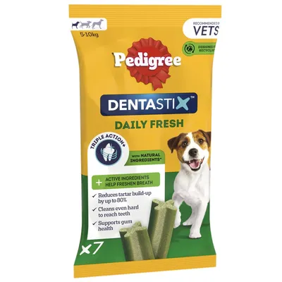 Pedigree Dentastix Fresh Daily Freshness pentru câini de talie mică (5-10 kg) - Multipachet (7 bucăți)