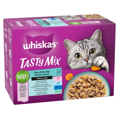 Varčno multi pakiranje WHISKAS TASTY MIX vrečke 144 x 85 g Varčno multi pakiranje WHISKAS TASTY MIX vrečke 144 x 85 g