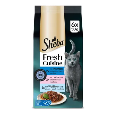 Sheba Fresh Cuisine Taste of Tokyo, 6 x 50 г - Тунец, лосось и белая рыба в соусе