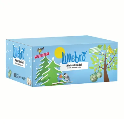 Lillebro boules de graisse pour oiseaux, 100 pièces de 90g, sans filet, ingrédients naturels.