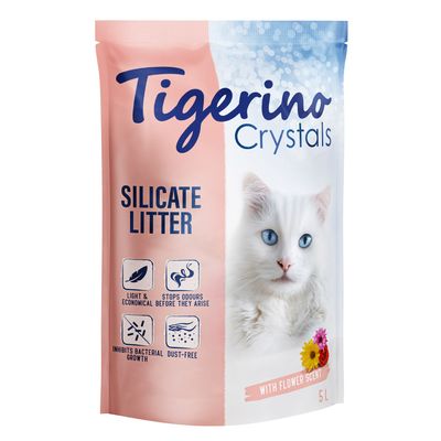 Tigerino Crystals Katzenstreu – Blütenduft Sparpaket 3 x 5 l