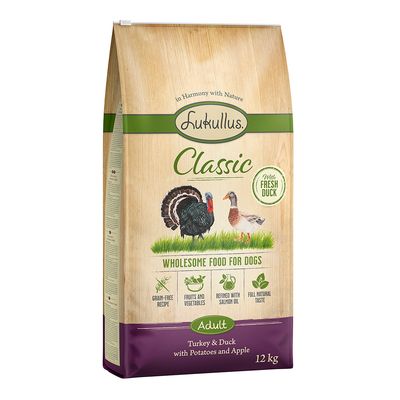 Lukullus Classic dinde, canard (sans céréales) pour chien 12 kg
