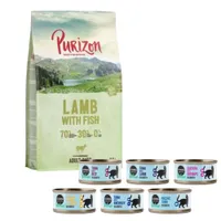 Provset: 400 g Purizon torrfoder & 6 x 70 g Cosma Nature våtfoder - Blandpack 1: Purizon Adult Chicken & Fish