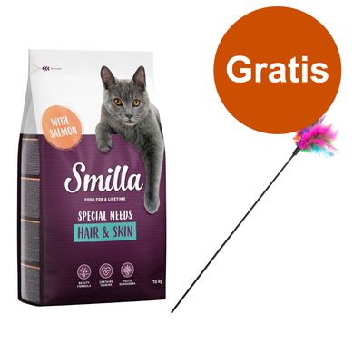 Smilla, sucha karma dla kota, 10 kg + Wędka dla kota z kolorowymi piórkami gratis!