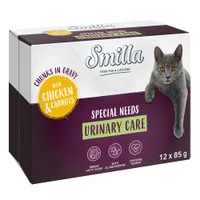 Икономична опаковка 24 x 85 г Smilla хапки със зеленчуци, в паучове - Urinary Care с пиле и моркови