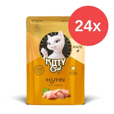 Kitty Cat Paté z kurczakiem, bez zbóż, z dodatkową tauryną, Diva Effect. Opakowanie 24 sztuki.