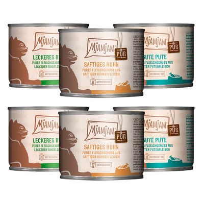 Probierpaket MjAMjAM purer Fleischgenuss 6 x 200 g Mix (3 Sorten gemischt)