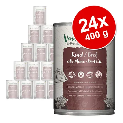 Venandi Animal Premium, oksekød som enkeltprotein, 24x400g. Naturlige, regionale ingredienser, ekstra meget kød, kornfri.