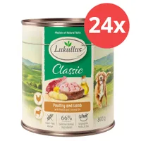 Sparpaket Lukullus Naturkost 24 x 800 g - Adult-Mix (Wildkaninchen, Putenherzen, Kaninchen, Rind)