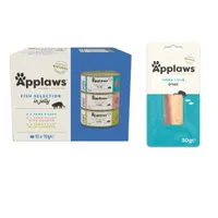 12 x 70g Applaws Wet Cat Food + 30g Applaws Cat Treat Free! * - Adult Fish Selection in Jelly (12 x 70g) + Loin Tuna (30g)