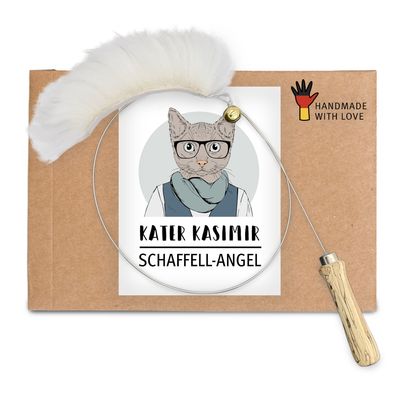 Kater Kasimir Katzenangel mit Schaffell 1 Stück