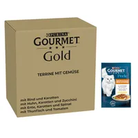 96 x 85 g Gourmet Gold + 26 x 85 g Perle szószos élvezet csirke ingyen - Terrine Zöldséggel