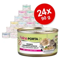 Feline Porta 21 -säästöpakkaus 24 x 90 g - lajitelma: kana + tonnikala & katkarapu
