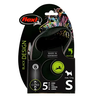 Vodítko flexi Black Design S a M lanko, černé, 5 m / 12 / 20 kg - S: do 12 kg