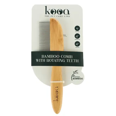 kooa Kam van Bamboe met roterende Tanden - L 21,5 x B 5,5 cm