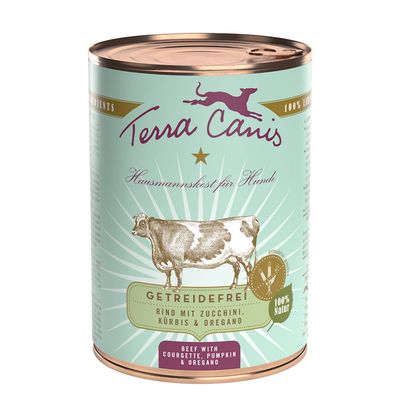 Terra Canis Senza cereali 6 x 400 g umido per cane Manzo con Zucchine, Zucca e Origano