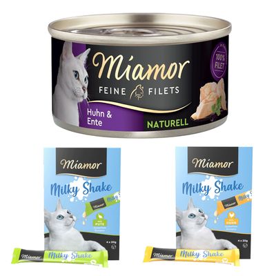 Miamor: 6 x 80 g Feine Filets Naturelle + Milky Shake, 8 x 20 g gratis!