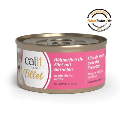 Catit Cuisine Fillet Huhn - Sparpaket: Huhn Fillet mit Shrimp (12 x 75 g)