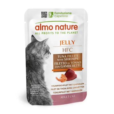 Lot Almo Nature HFC Jelly 48 x 55 g pour chat - filets de thon, crevettes