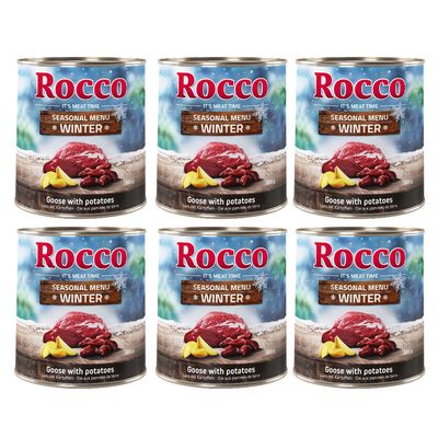 Rocco Seasonal Menu Winter. Gans met aardappelen, 800g blik. Zes blikken afgebeeld.